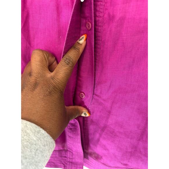 Nygard Collection Button Up Blouse Linen Lagenlook Mandarin Collar Size 16 - Picture 6 of 15